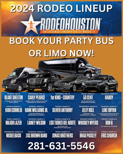 Rodeo Limo Service, Rodeo Party Bus The Woodlands Rodeo, Spring Rodeo, Conroe Rodeo, Tomball Rodeo, Kingwood Rodeo, Cypress Rodeo, Katy Rodeo